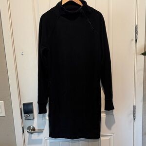 Athleta Black Long Sleeve Fleece Dress with Pockets!